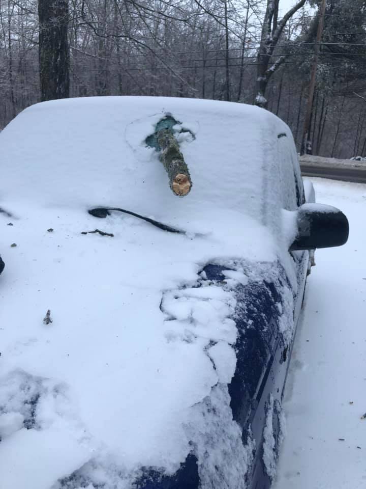 Ice storm damage to car