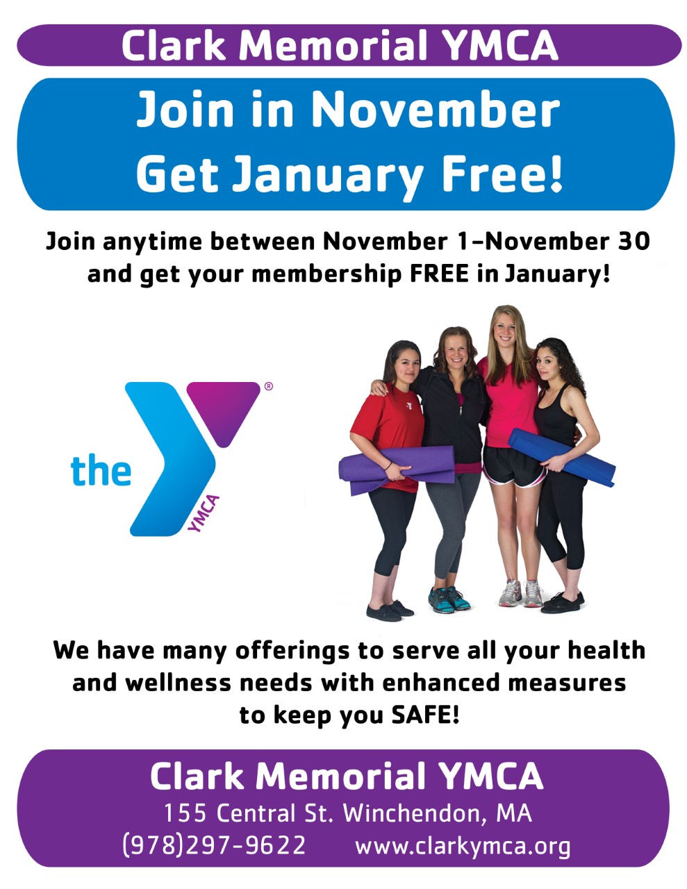 Clark YMCA November Special Offer