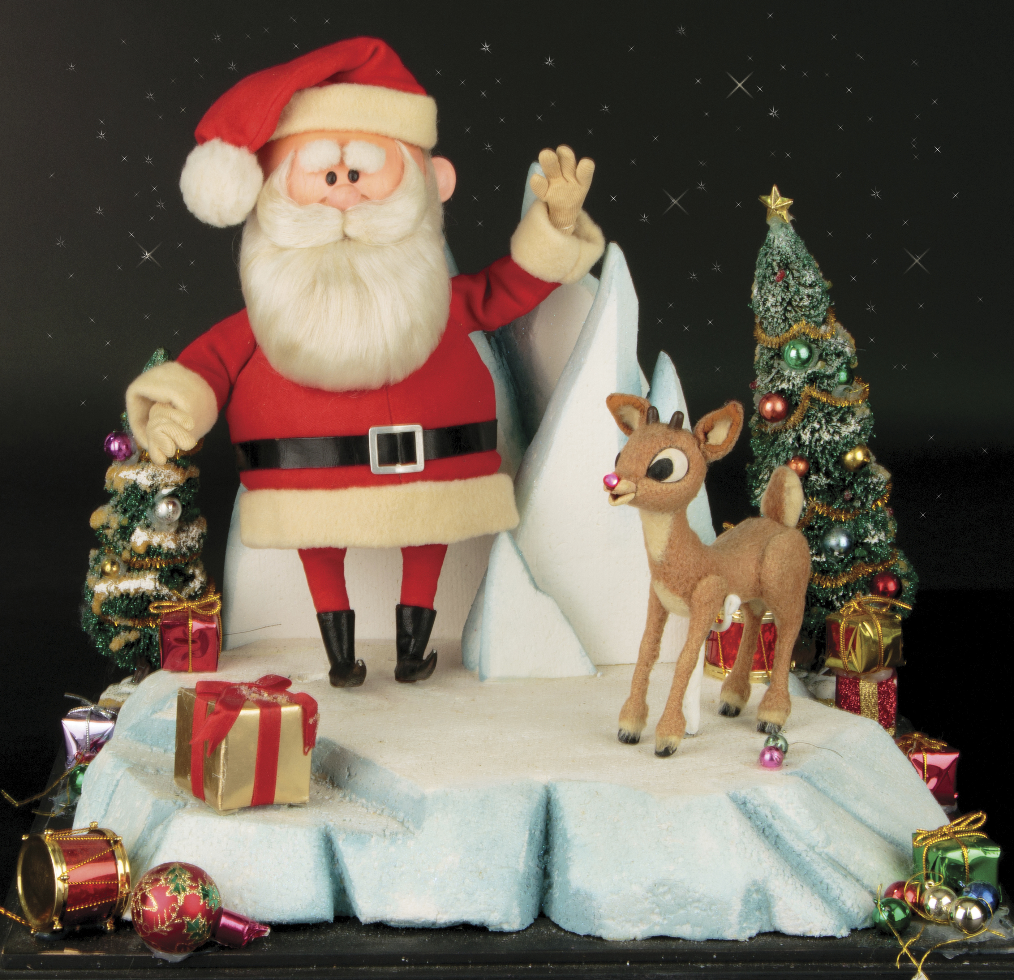Santa and Rudolph figures